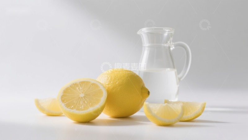 高清大图下载【趣麦麦图】柠檬切片与玻璃水壶