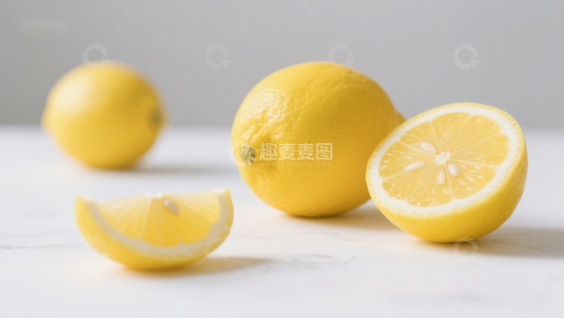 高清大图下载【趣麦麦图】新鲜柠檬切片与整果展示