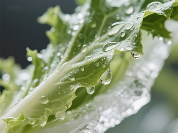 水珠点缀的翠绿生菜
