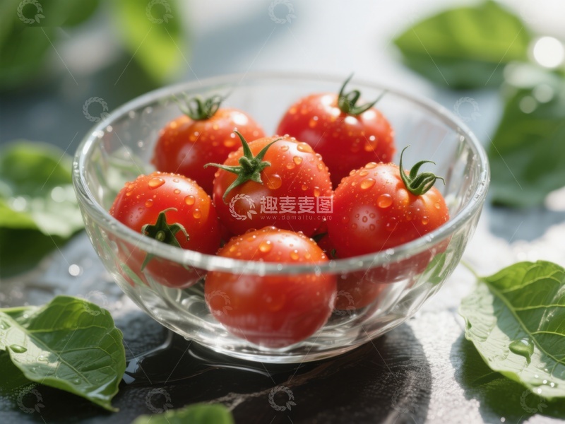 高清大图下载【趣麦麦图】透明碗中的新鲜樱桃番茄
