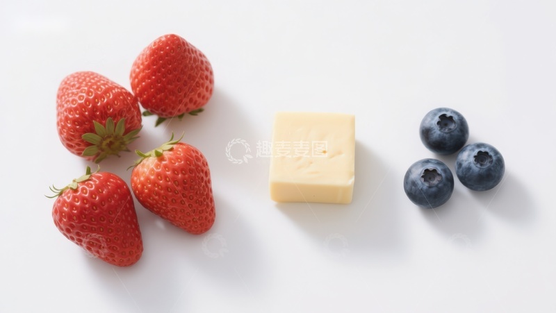 高清大图下载【趣麦麦图】草莓、蓝莓与奶酪的清新组合
