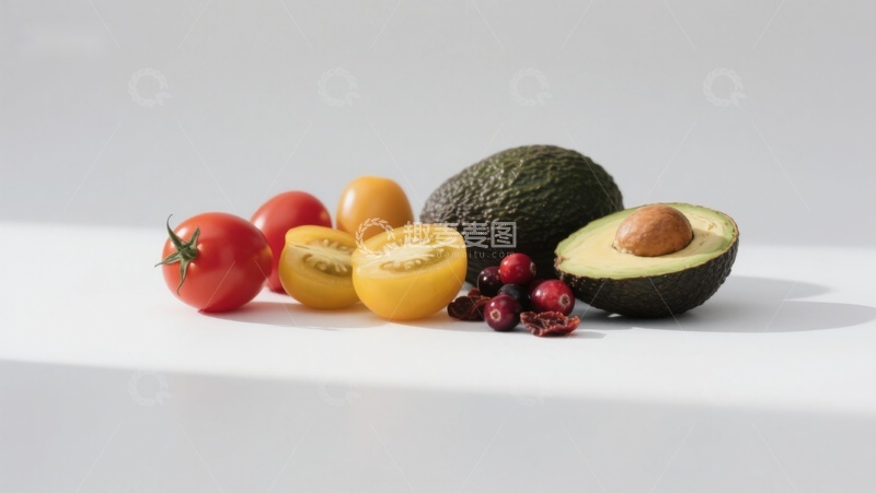 高清大图下载【趣麦麦图】新鲜水果与蔬菜的静物组合