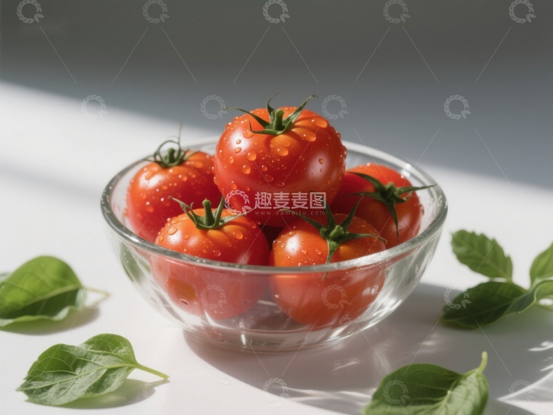 高清大图下载【趣麦麦图】透明碗中的新鲜樱桃番茄