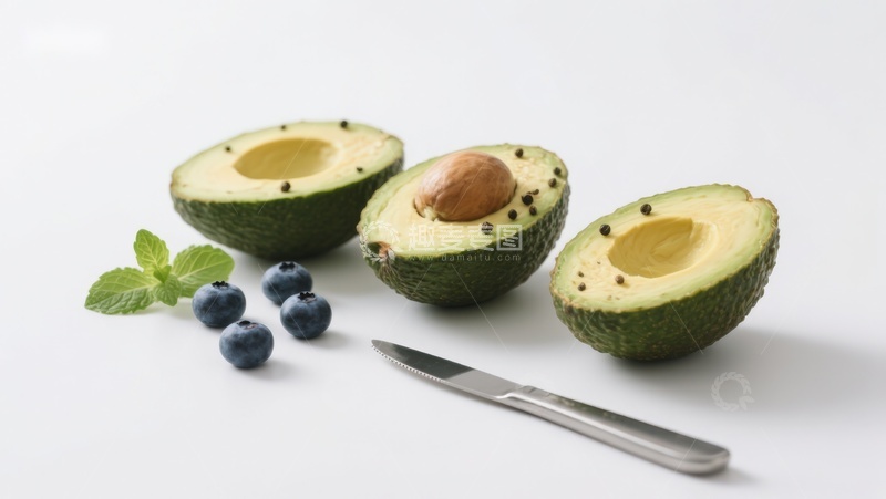 高清大图下载【趣麦麦图】新鲜牛油果与蓝莓的健康组合