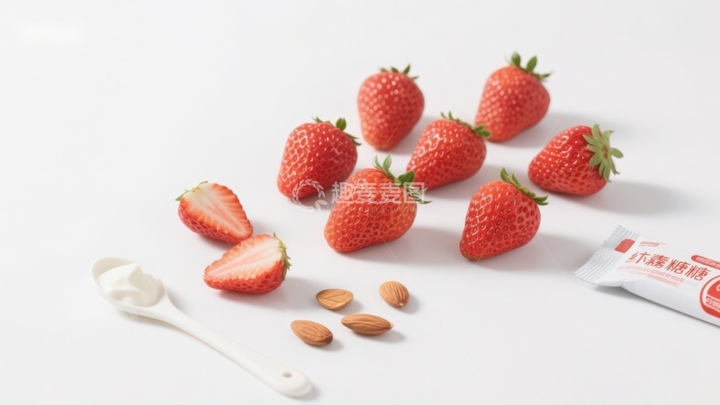 高清大图下载【趣麦麦图】新鲜草莓与坚果的健康搭配