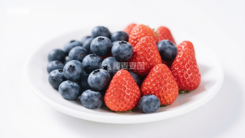 高清大图下载【趣麦麦图】新鲜蓝莓与草莓的组合