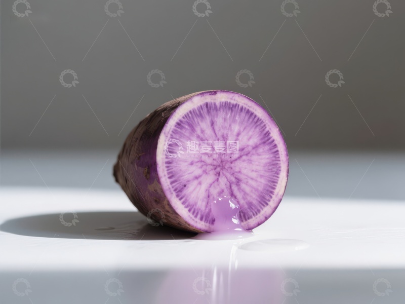 高清大图下载【趣麦麦图】切开的紫色甘薯，展示内部纹理