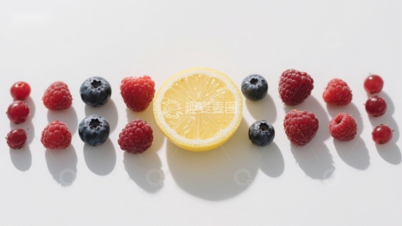 高清大图下载【趣麦麦图】柠檬与浆果的色彩排列