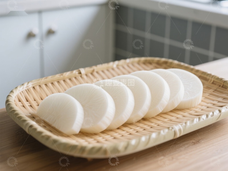 高清大图下载【趣麦麦图】竹篮中的切片白萝卜