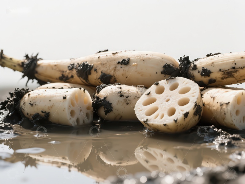 高清大图下载【趣麦麦图】新鲜莲藕带泥展示