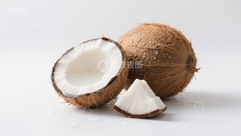 高清大图下载【趣麦麦图】新鲜椰子与切片展示