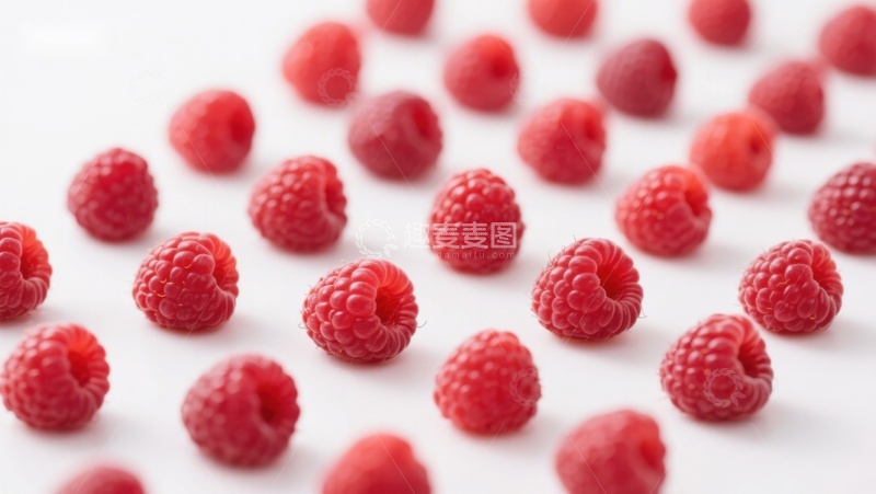 高清大图下载【趣麦麦图】新鲜覆盆子散落白色背景