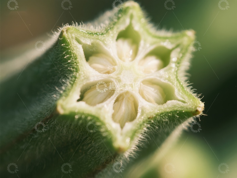高清大图下载【趣麦麦图】切开的绿色果实内部结构特写