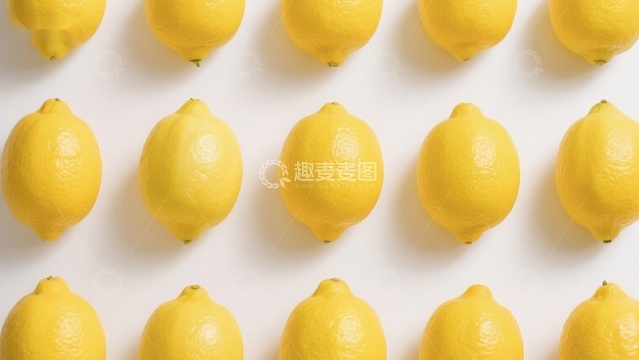 整齐排列的黄色柠檬