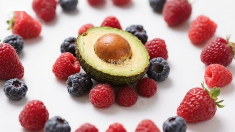 高清大图下载【趣麦麦图】新鲜水果组合：牛油果与浆果