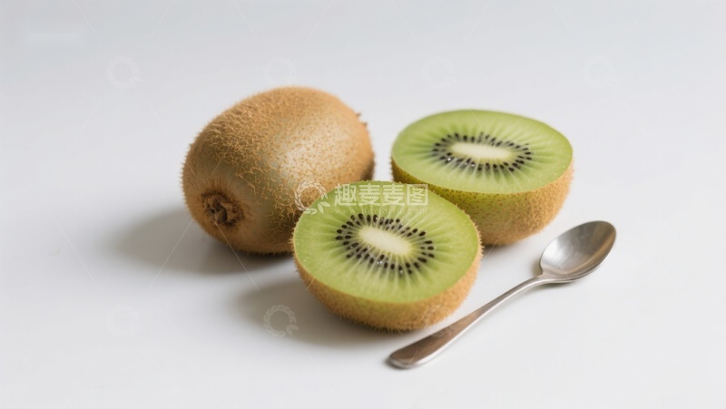 高清大图下载【趣麦麦图】新鲜猕猴桃与银勺静物图