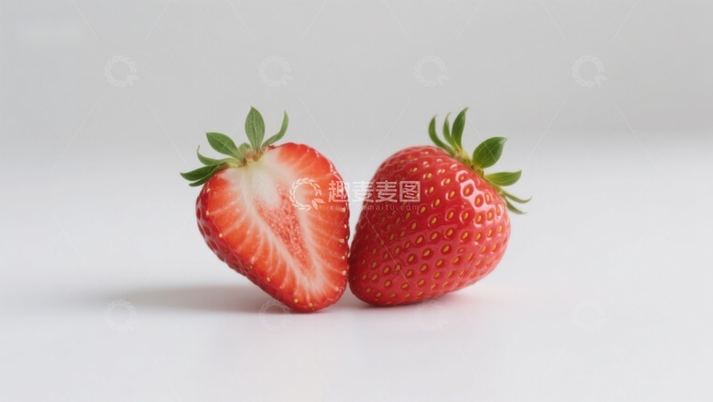 高清大图下载【趣麦麦图】新鲜草莓与切半展示