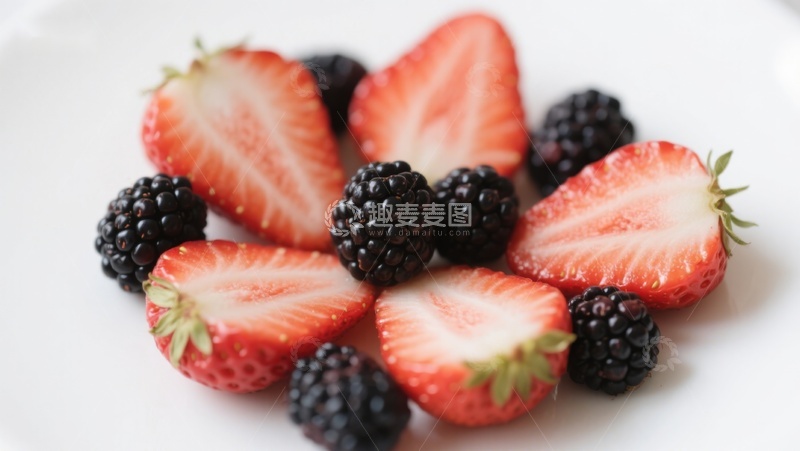 高清大图下载【趣麦麦图】新鲜草莓与黑莓的组合