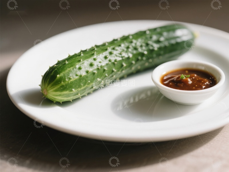 高清大图下载【趣麦麦图】新鲜黄瓜配酱碟
