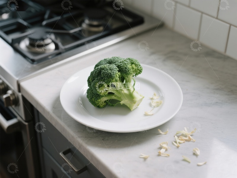 高清大图下载【趣麦麦图】厨房台面上的西兰花