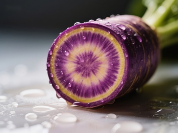 紫色萝卜切面，色彩斑斓