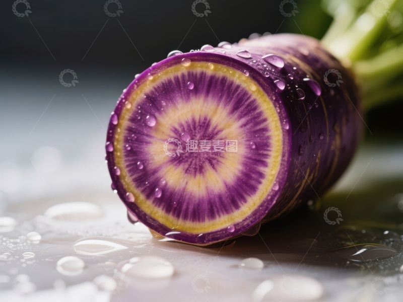 高清大图下载【趣麦麦图】紫色萝卜切面，色彩斑斓