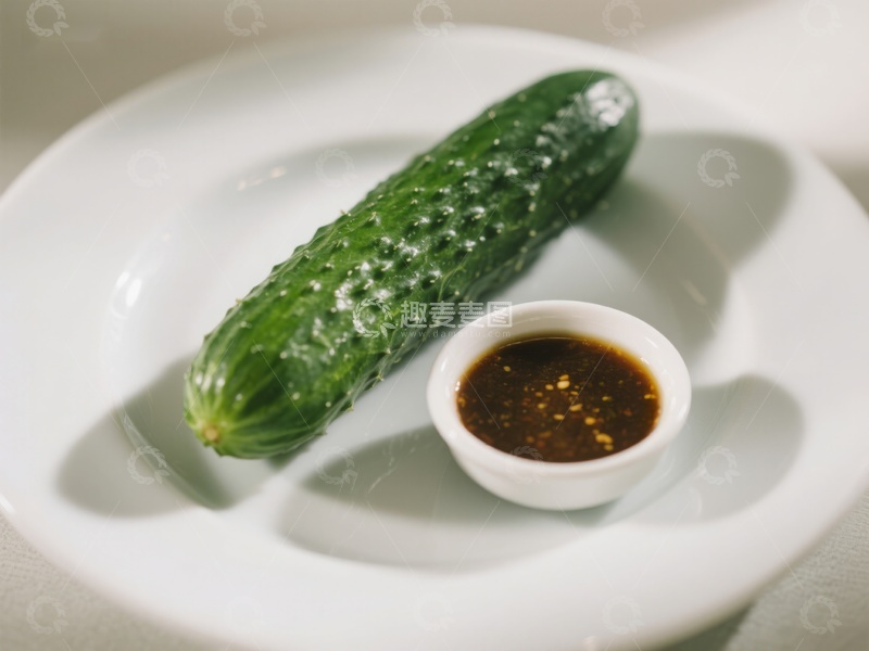 高清大图下载【趣麦麦图】新鲜黄瓜配蘸酱，简约美食