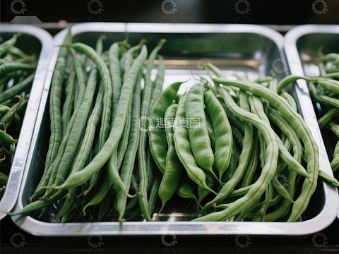 新鲜绿色豆角整齐排列