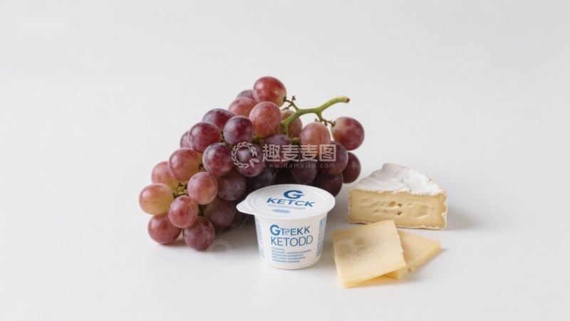 高清大图下载【趣麦麦图】酸奶、葡萄与奶酪的健康组合