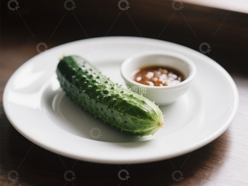 高清大图下载【趣麦麦图】盘中黄瓜配酱料