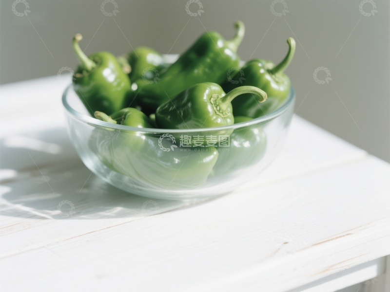 高清大图下载【趣麦麦图】玻璃碗中的青椒