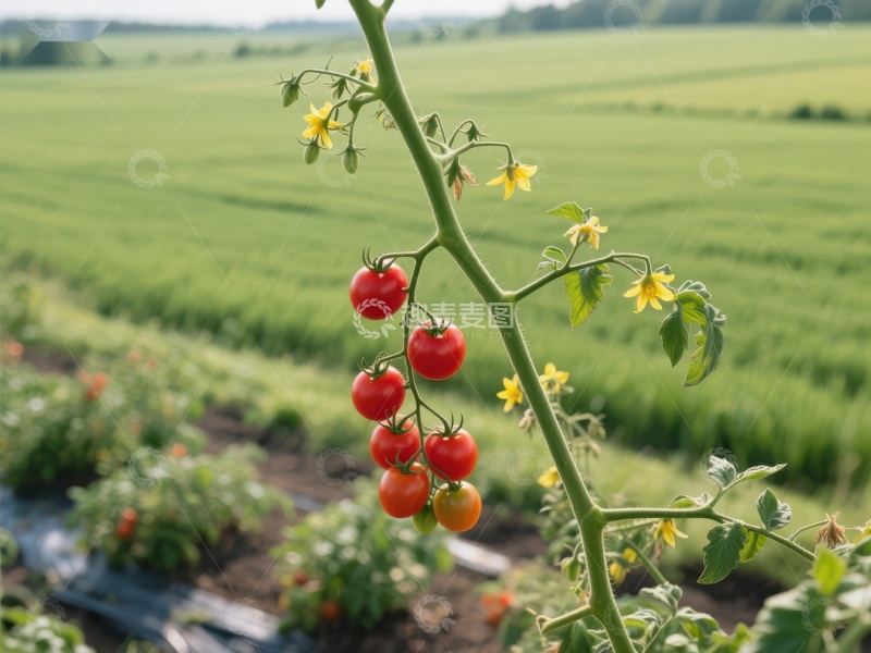 高清大图下载【趣麦麦图】田间枝头挂满成熟番茄