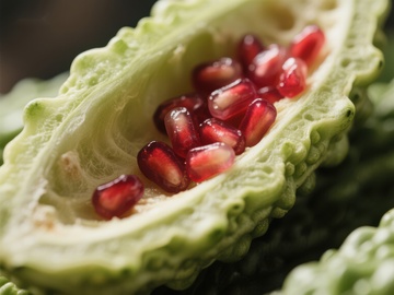 苦瓜内嵌石榴籽的创意组合