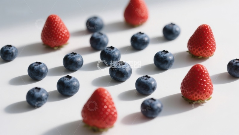 高清大图下载【趣麦麦图】草莓蓝莓散落桌面