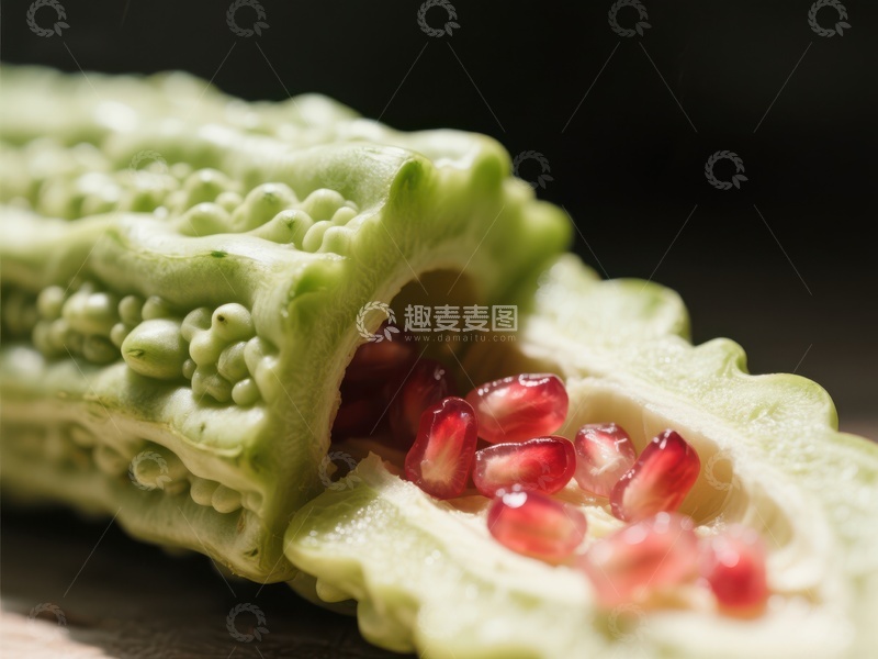 高清大图下载【趣麦麦图】苦瓜与石榴籽的创意组合