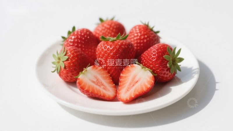 高清大图下载【趣麦麦图】新鲜草莓盘中展示
