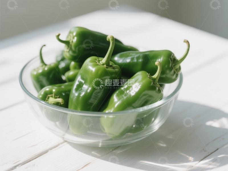 高清大图下载【趣麦麦图】玻璃碗中的青椒