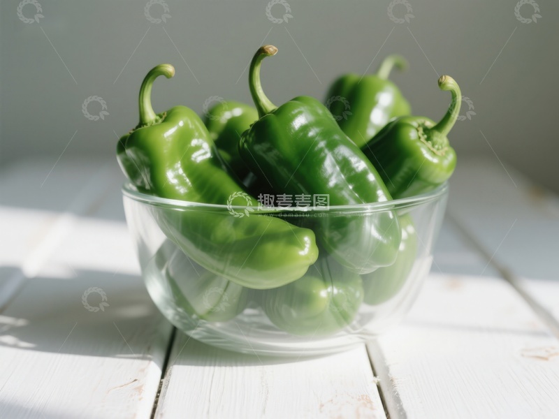 高清大图下载【趣麦麦图】玻璃碗中的青椒