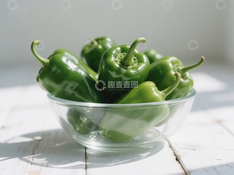 高清大图下载【趣麦麦图】玻璃碗中的青椒
