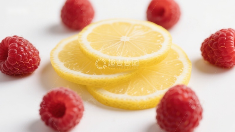 高清大图下载【趣麦麦图】柠檬片与覆盆子的清新组合