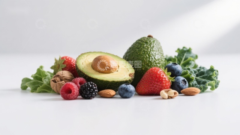 高清大图下载【趣麦麦图】新鲜水果与坚果的健康组合