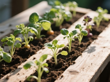 木箱中的幼苗茁壮成长