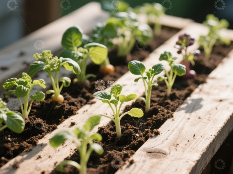 高清大图下载【趣麦麦图】木箱中的幼苗茁壮成长