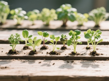 木箱中的幼苗排列整齐