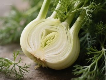 新鲜切开的茴香特写