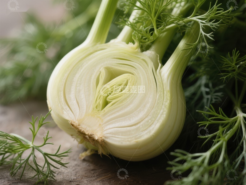 高清大图下载【趣麦麦图】新鲜切开的茴香特写