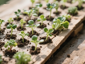 幼苗在木箱中茁壮成长