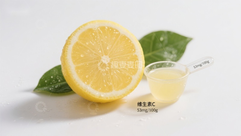 高清大图下载【趣麦麦图】-柠檬切片与维生素C含量展示