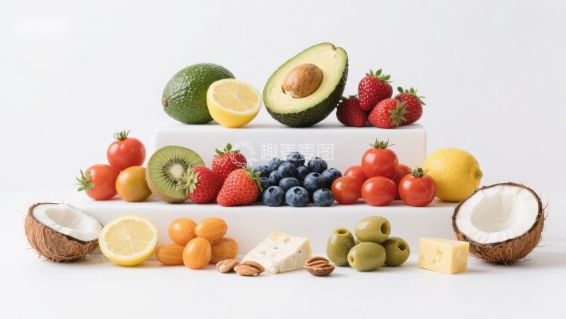 高清大图下载【趣麦麦图】新鲜水果与奶酪的健康组合