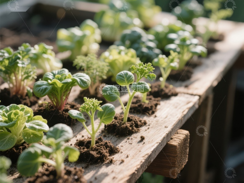 高清大图下载【趣麦麦图】木箱中的幼苗茁壮成长